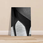Abstract black and white canvas print of NYC Hudson River pier with high heels in water, from the Travel Collection Studio Edition.