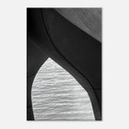 Abstract black and white canvas print of NYC Hudson River pier with high heels in water, part of the Studio Edition Travel Collection.