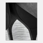 Black and white abstract canvas print of NYC Hudson River Pier with high heels in water, part of the Travel Collection Studio Edition.
