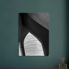 Black and white abstract canvas print of NYC Hudson River Pier with high heels in water, part of the Travel Collection Studio Edition.