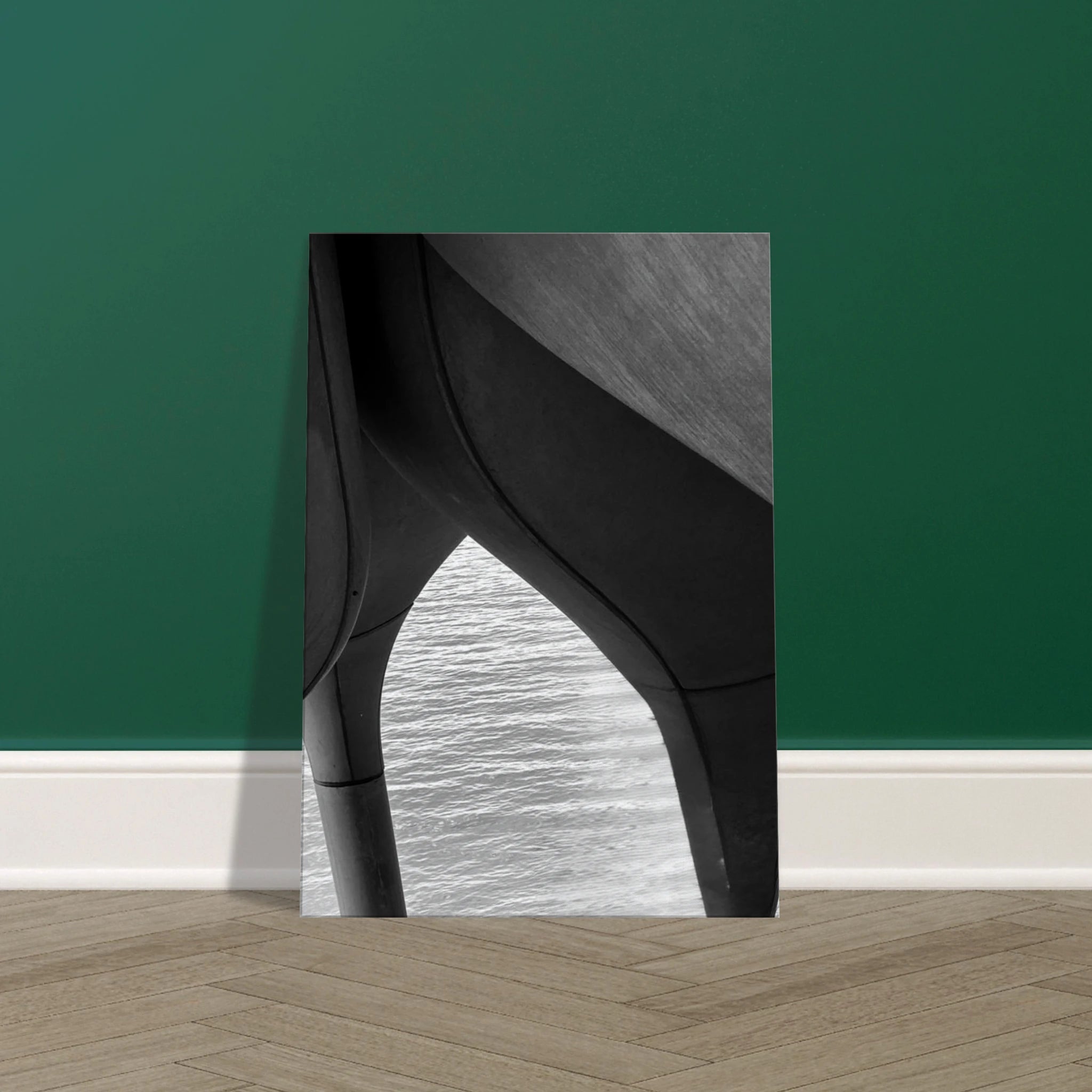 NYC Hudson River Pier abstract canvas print featuring high heels in water from the Travel Collection, black and white series.