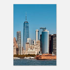 NYC Skyline canvas print featuring the World Trade Center and Staten Island Ferry, part of the Studio Edition Travel Collection.
