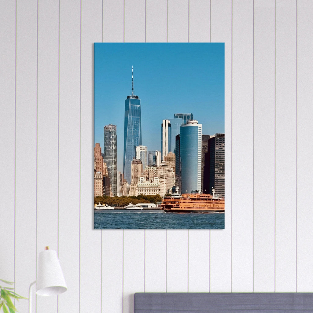 NYC Skyline canvas print featuring the World Trade Center and Staten Island Ferry, part of the Studio Edition travel collection.