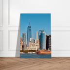 NYC skyline canvas print featuring the World Trade Center and Staten Island Ferry in the travel collection, studio edition.