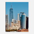 NYC skyline canvas print featuring the World Trade Center and Staten Island Ferry in the Travel Collection by My Store.