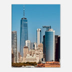 NYC skyline canvas print featuring the World Trade Center and Staten Island Ferry in the Travel Collection by My Store.
