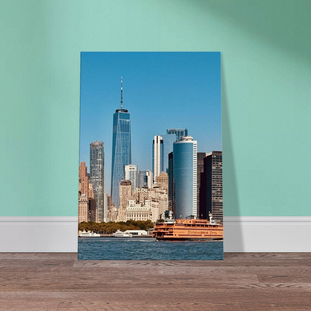 NYC Skyline canvas print featuring the World Trade Center and Staten Island Ferry, part of the Studio Edition Travel Collection.