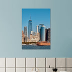 NYC Skyline canvas print featuring the World Trade Center and Staten Island Ferry in the Travel Collection, studio edition.