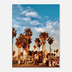 SoCal Beach canvas print featuring palm trees and graffiti California wall art, with edgy design on a 20x30 cm print material.