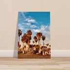 SoCal Beach Canvas Print featuring edgy palm trees, graffiti design, California beach scene, Studio Edition, 20x30cm print material