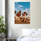 SoCal Beach Canvas Print featuring edgy palm trees and graffiti design, showcasing a California beach oasis on canvas.