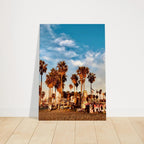 SoCal Beach canvas print featuring edgy palm trees oasis with graffiti design, California-themed art on high-quality print material.