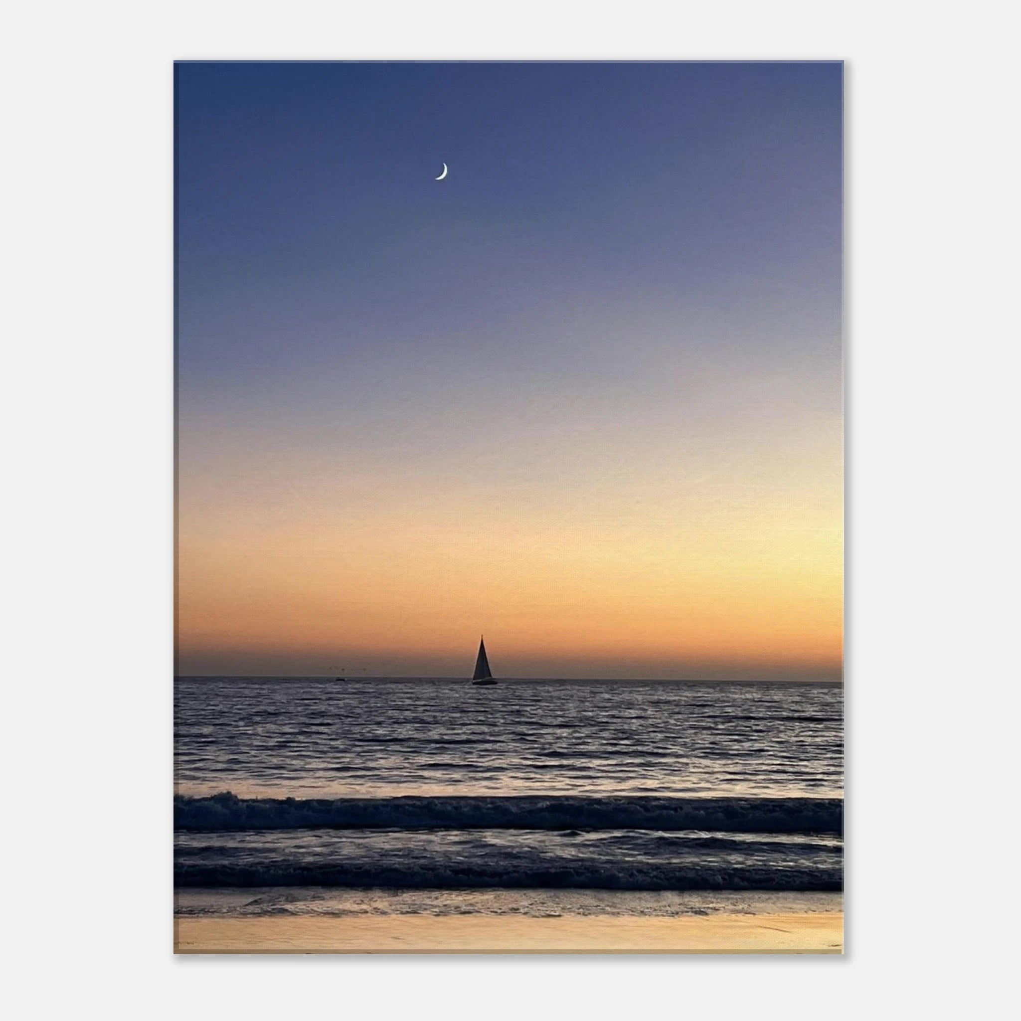 Venice California sunset canvas print featuring a new moon and magical vibes, perfect for holiday decor by My Store.