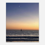 California canvas print of a SoCal fall sunset with a new moon, showcasing warm autumn colors and a serene sky.