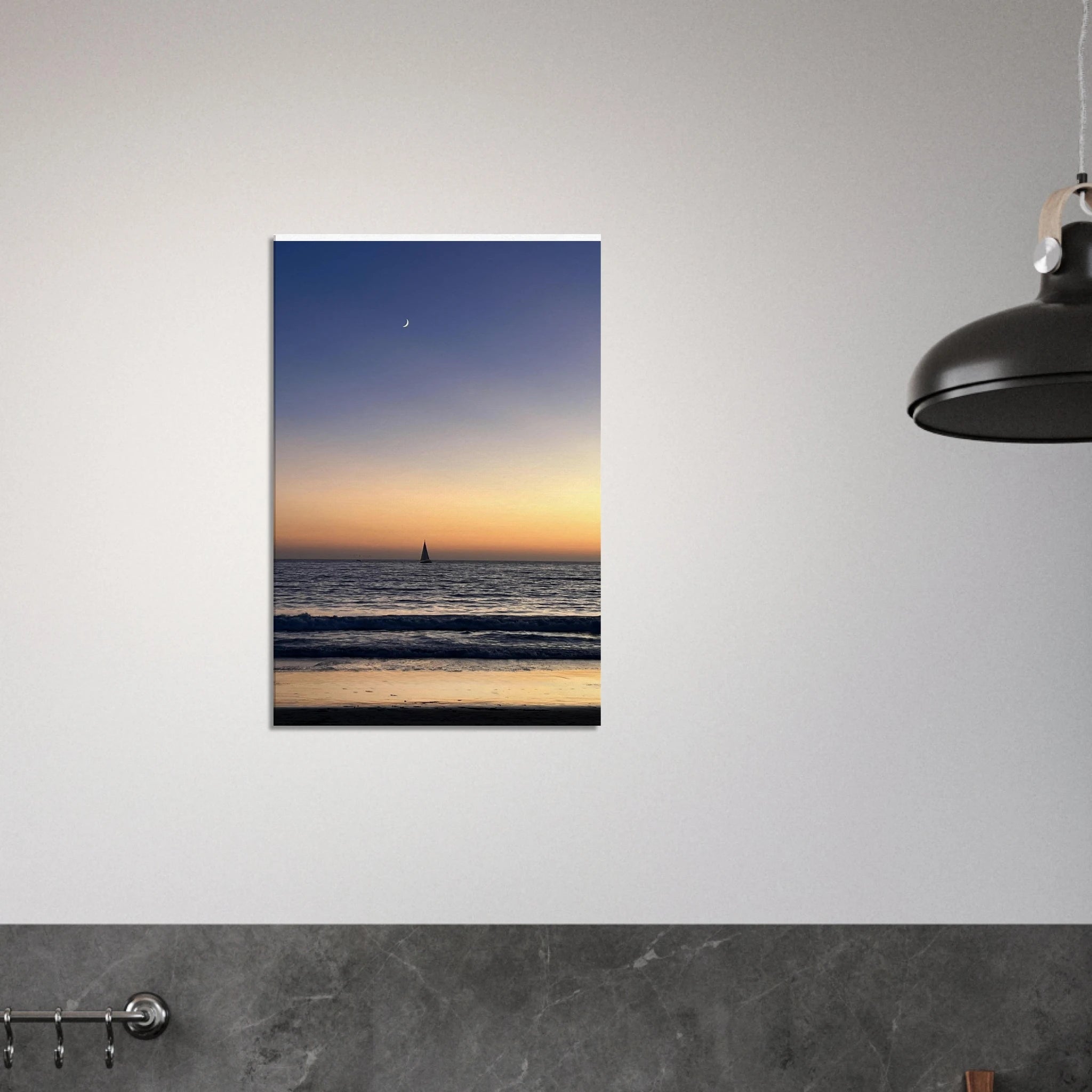 SoCal Fall Sunset canvas print by My Store featuring a California sunset scene with a new moon, 20x30 cm studio edition artwork.