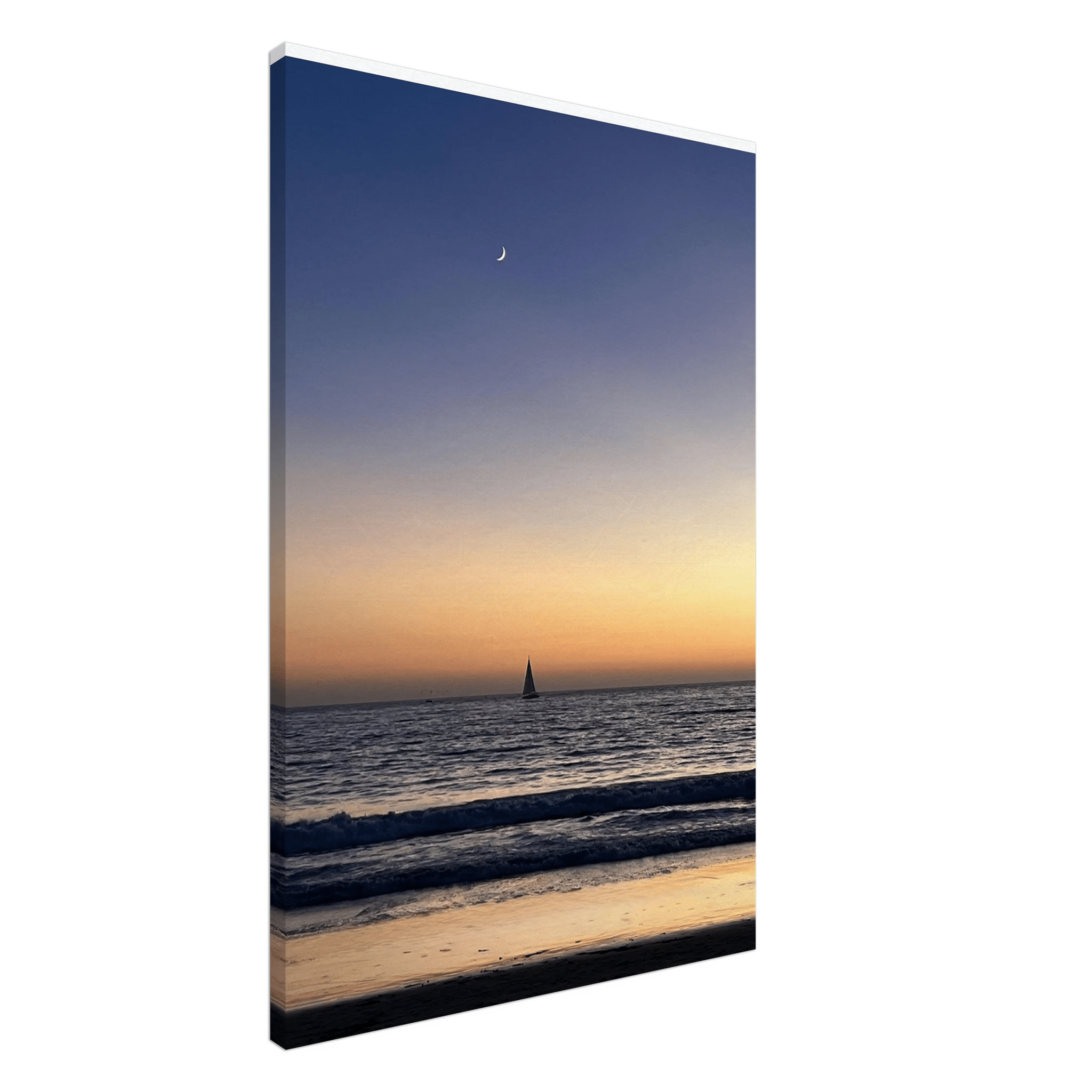 SoCal Fall Sunset canvas print featuring a New Moon, California landscape, Studio Edition, 20x30 cm, vibrant sunset colors.