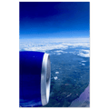 Aluminum print of a cross-Atlantic airplane turbine view, part of the Travel Collection, Studio Edition, showcasing detailed aviation artwork.