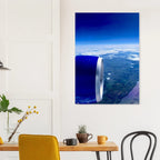 Aluminum print of a cross-Atlantic airplane turbine view from the travel collection, Studio Edition, 20x30 cm.