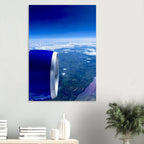 Aluminum print of a cross-Atlantic airplane turbine view, part of the Travel Collection, Studio Edition by My Store.