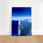 Aluminum print of a cross-Atlantic airplane turbine view, part of the Travel Collection, Studio Edition by My Store.