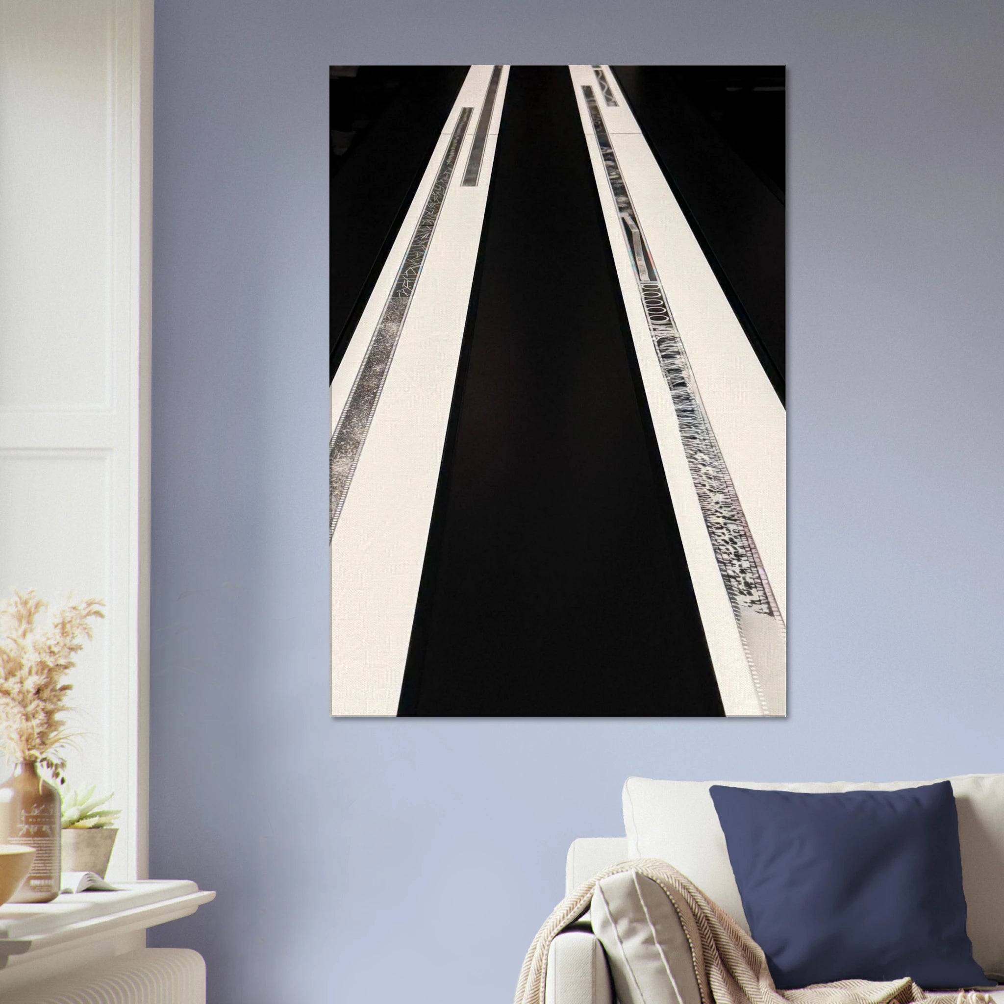 Abstract travel-themed canvas print from the Studio Edition Spring '26 collection, featuring vibrant colors and artistic design.