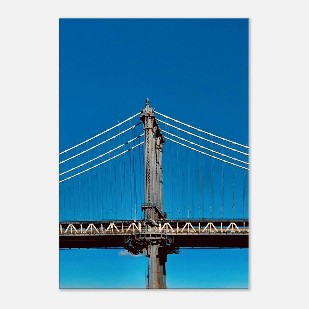 Canvas print of Manhattan Bridge in winter with sunny skies, part of the Sunny Winter Day Travel Collection by My Store.