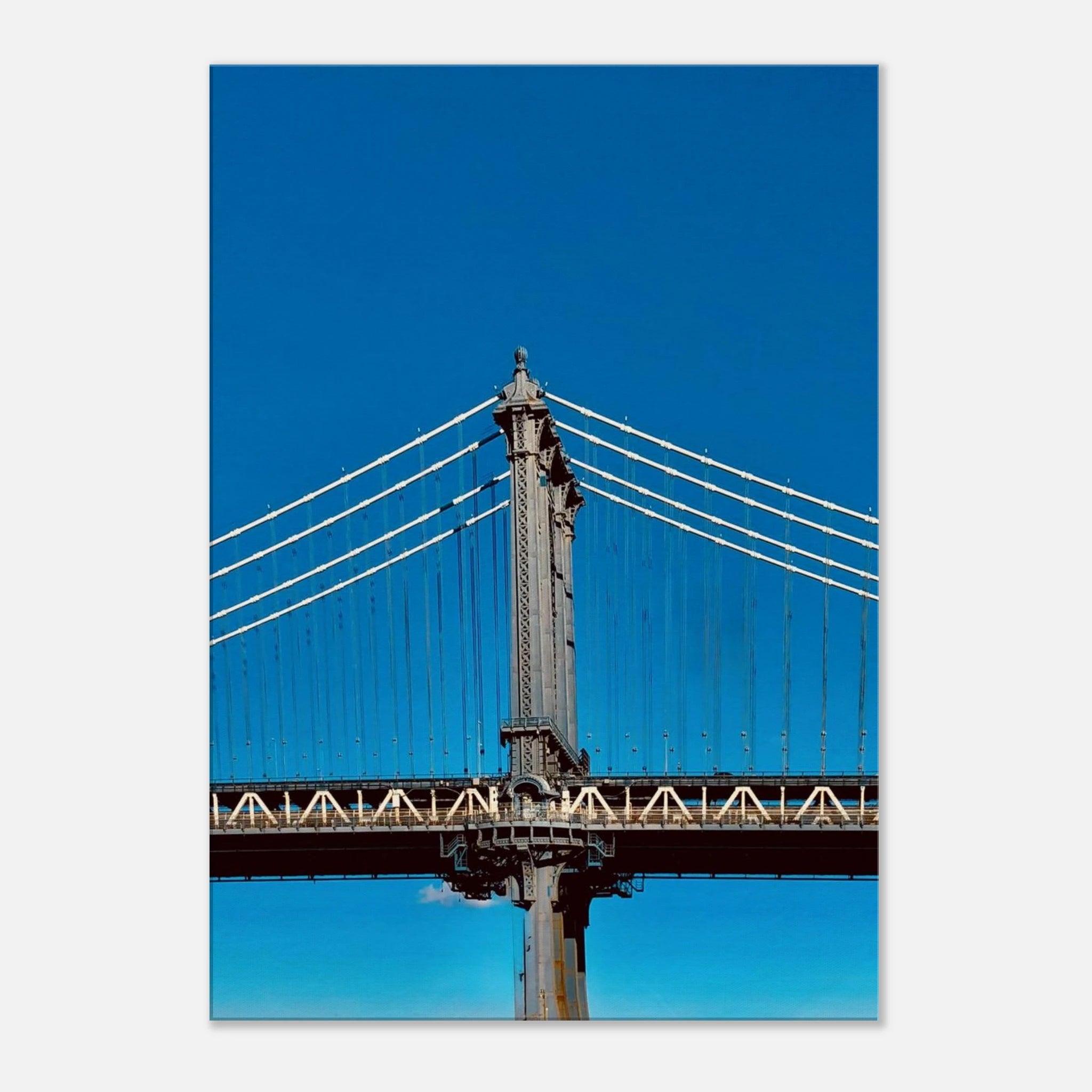 Canvas print of Manhattan Bridge in winter with sunny skies, part of the Sunny Winter Day Travel Collection by My Store.