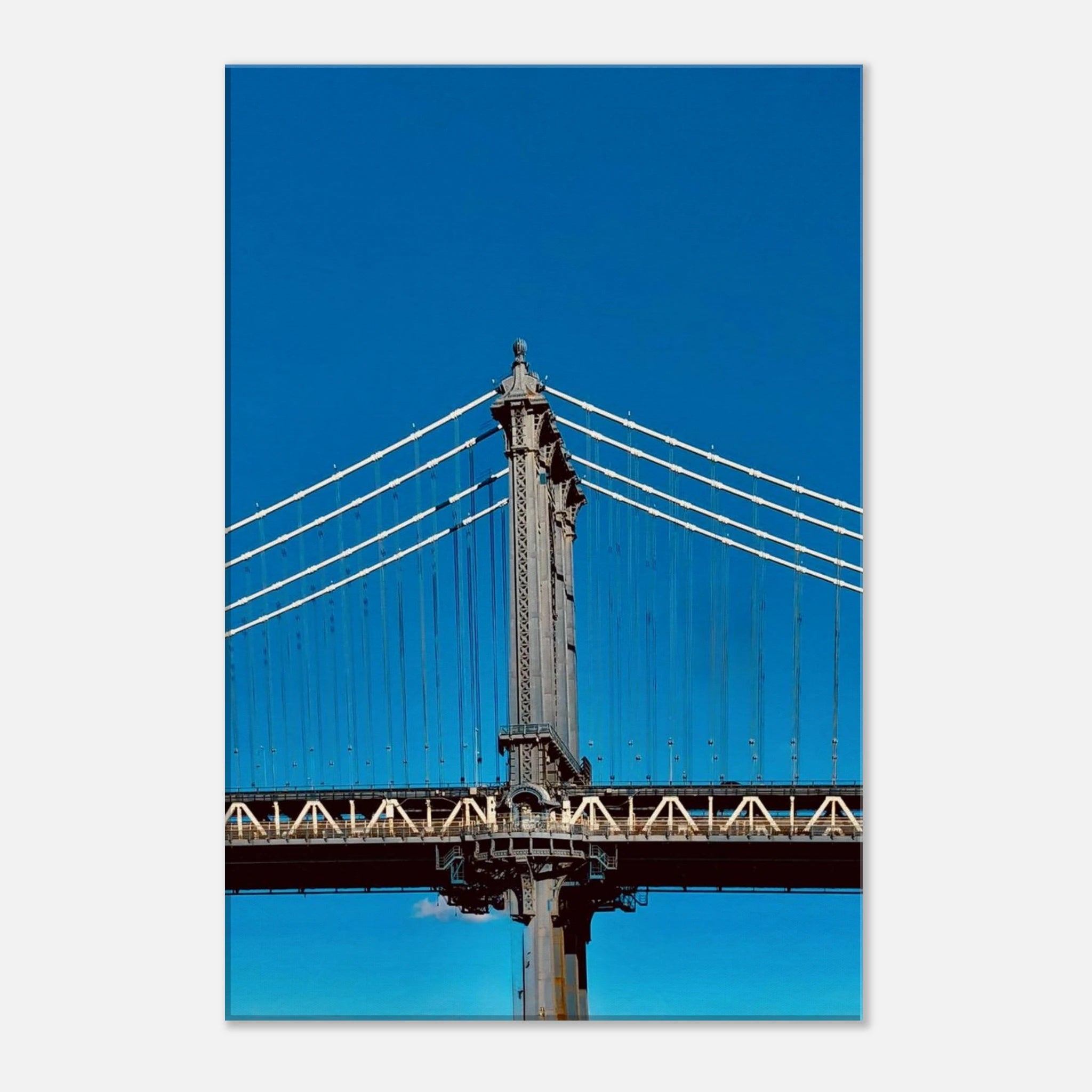 Sunny Winter Day canvas print featuring Manhattan Bridge in NYC, vibrant travel-inspired artwork for home decor.