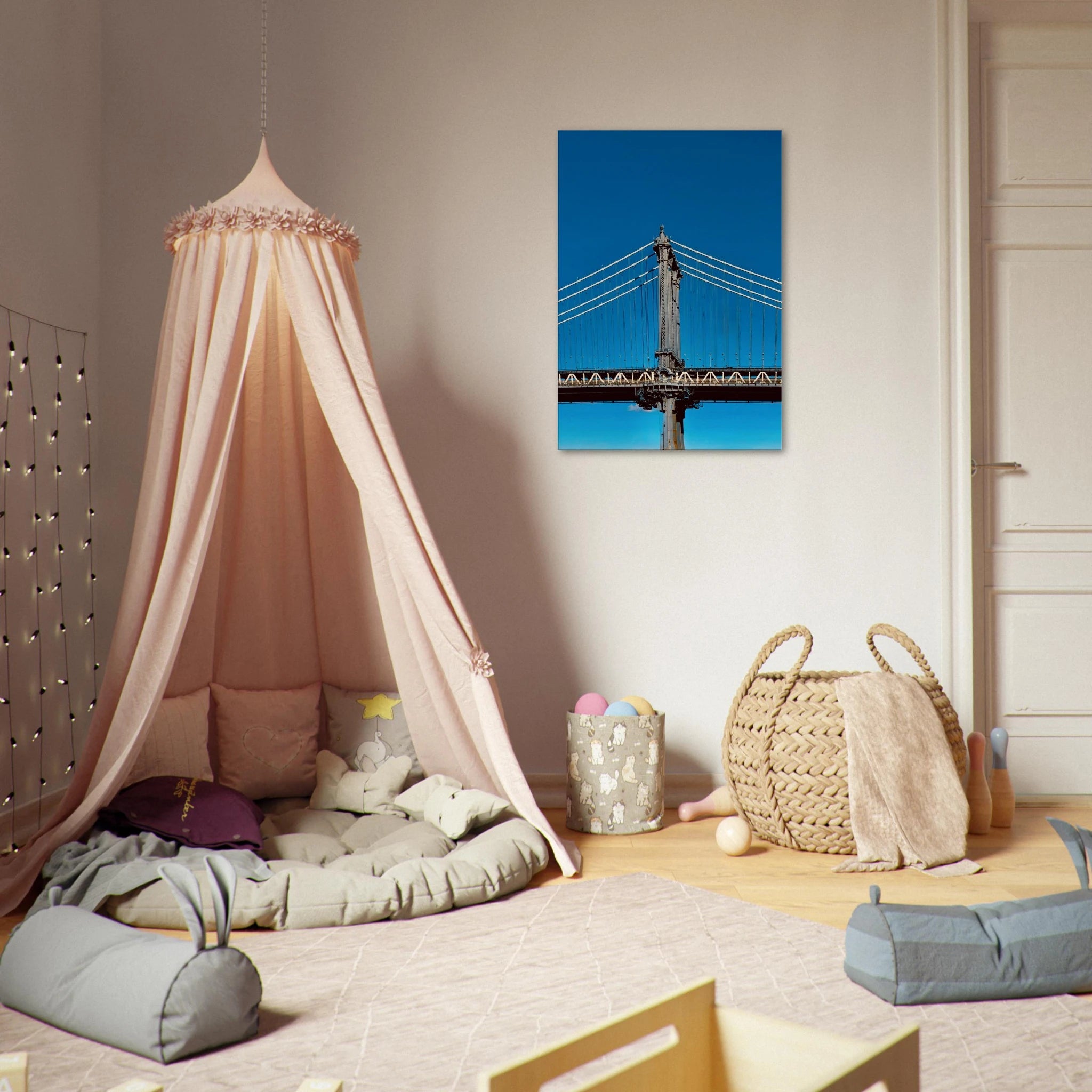 Sunny Winter Day canvas print featuring Manhattan Bridge in NYC, part of the Studio Edition Travel Collection artwork.