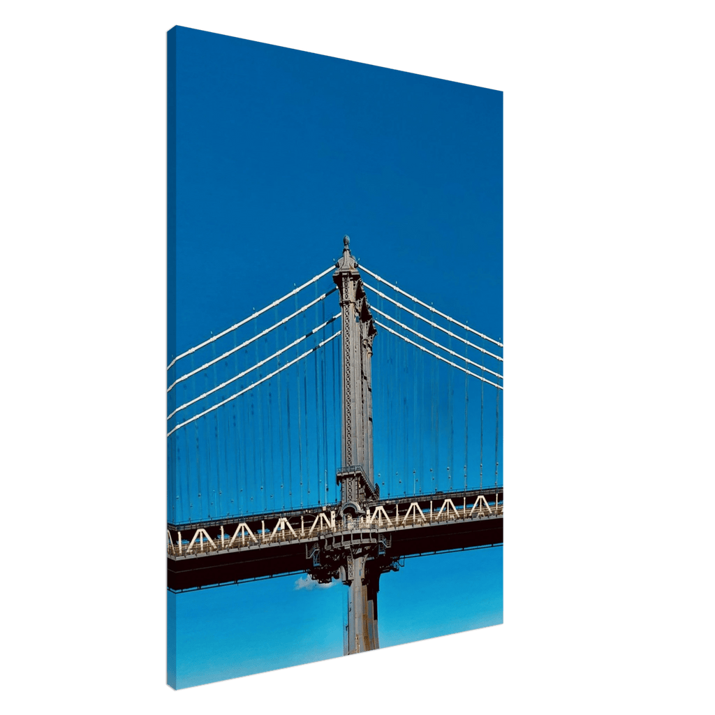 Sunny Winter Day canvas print of Manhattan Bridge in NYC, showcasing vibrant cityscape art for home décor.