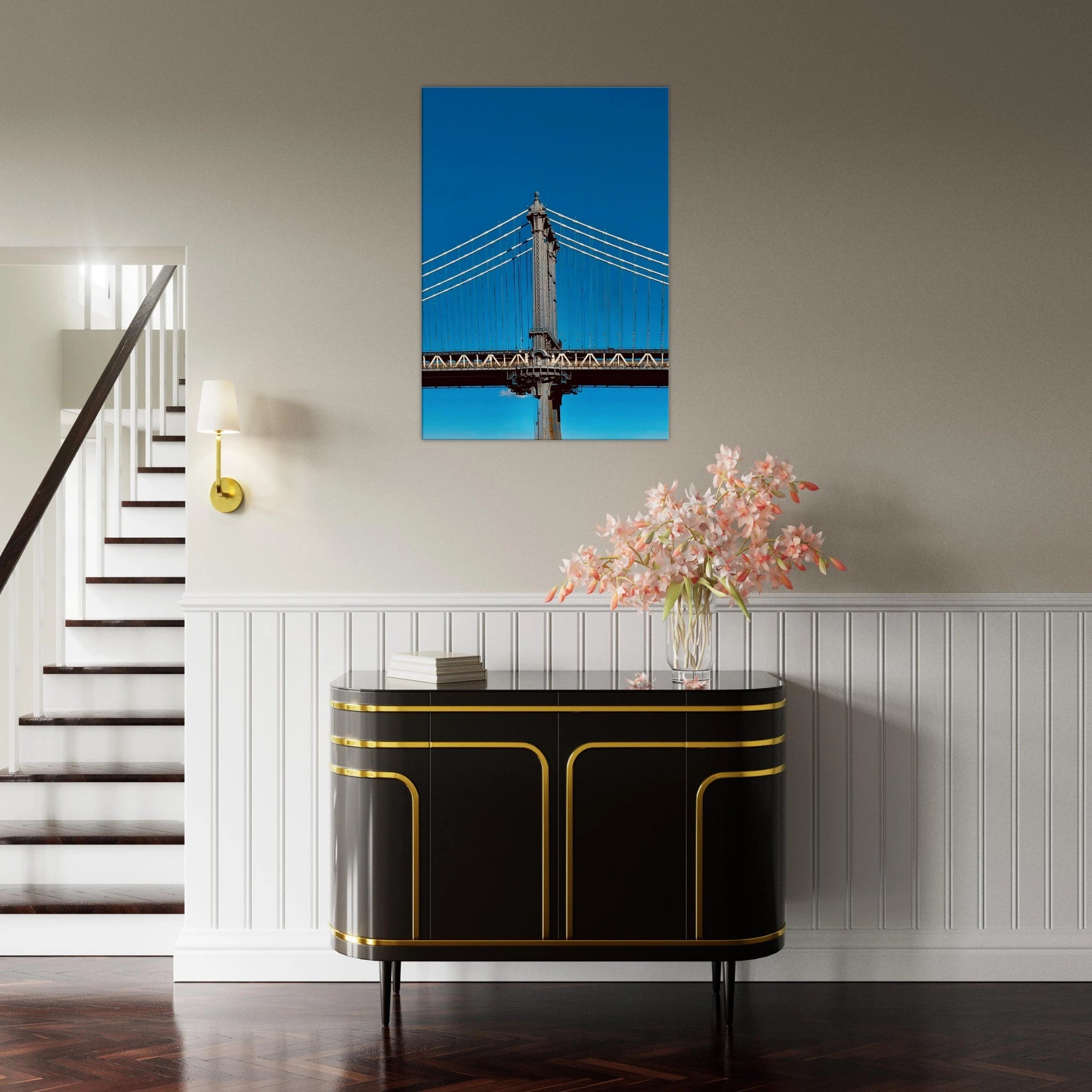 Sunny Winter Day canvas print featuring the Manhattan Bridge in NYC, part of the Travel Collection studio edition.