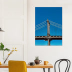 Sunny Winter Day canvas print featuring Manhattan Bridge in NYC, showcasing vibrant winter scenery for home decor.