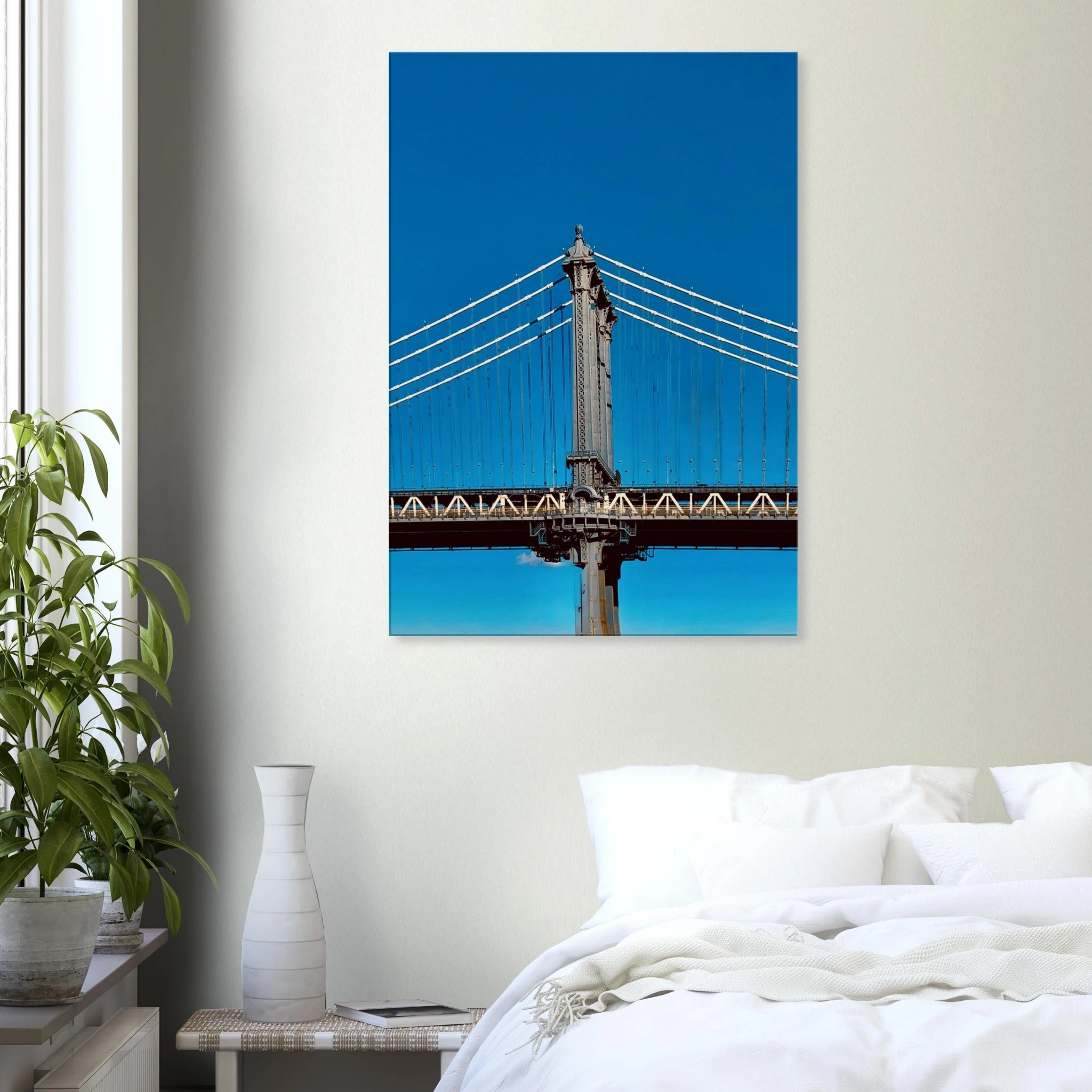 Sunny Winter Day canvas print featuring the Manhattan Bridge in NYC, part of the Travel Collection by My Store.