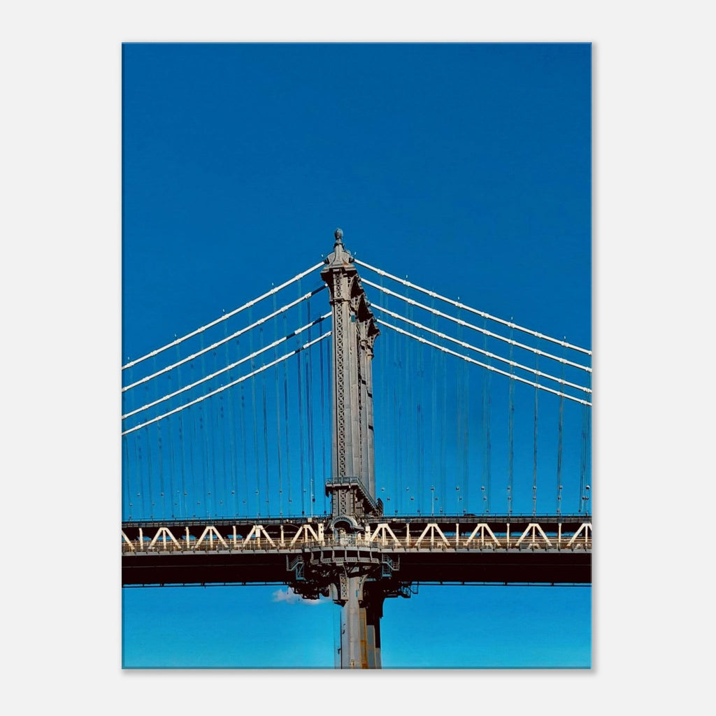 Sunny Winter Day canvas print of Manhattan Bridge in NYC, vibrant travel collection artwork for home decor.