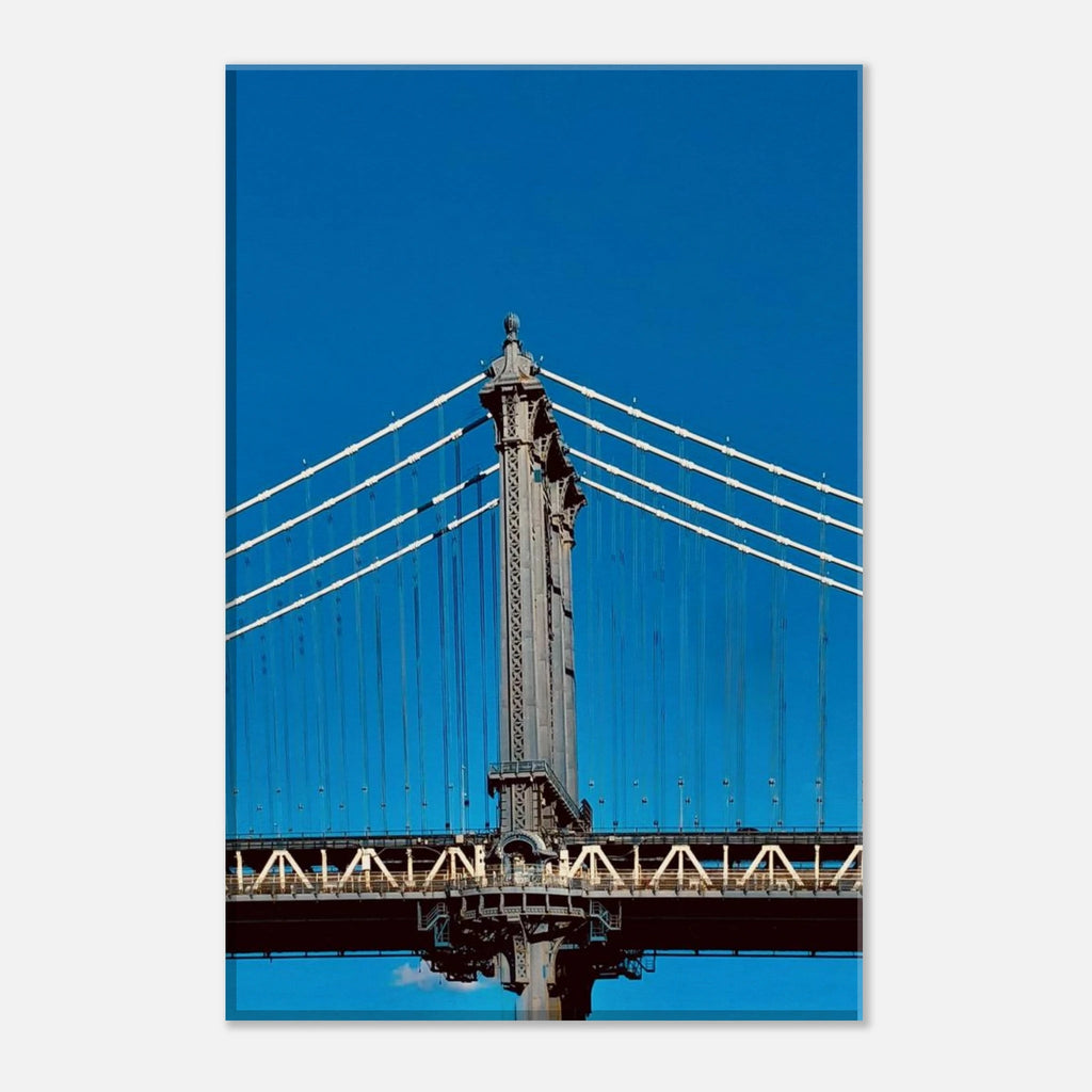 Sunny Winter Day canvas print of Manhattan Bridge in NYC, showcasing vibrant cityscape and winter scenery for home decor.