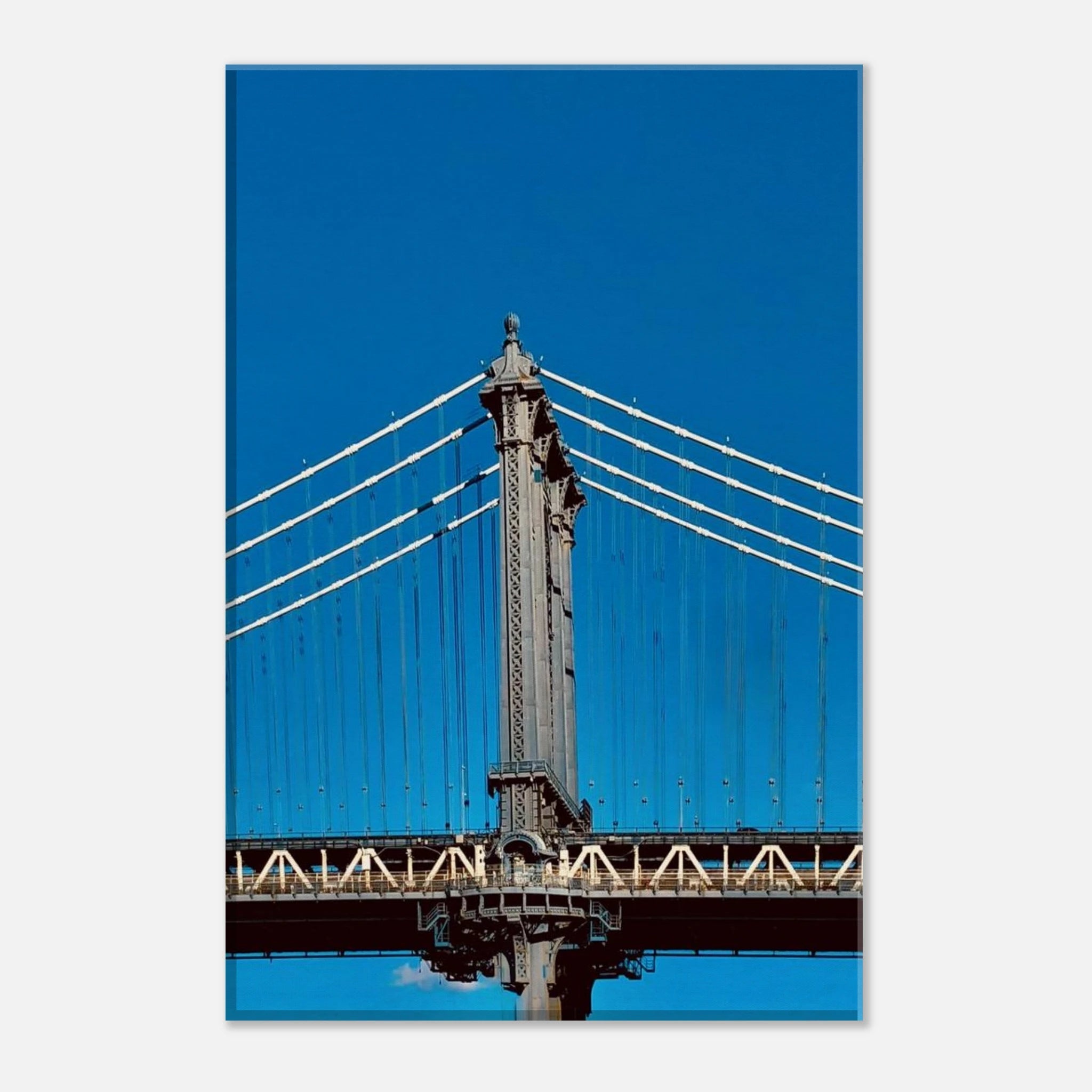 Sunny Winter Day canvas print of Manhattan Bridge in NYC, showcasing vibrant cityscape and winter scenery for home decor.