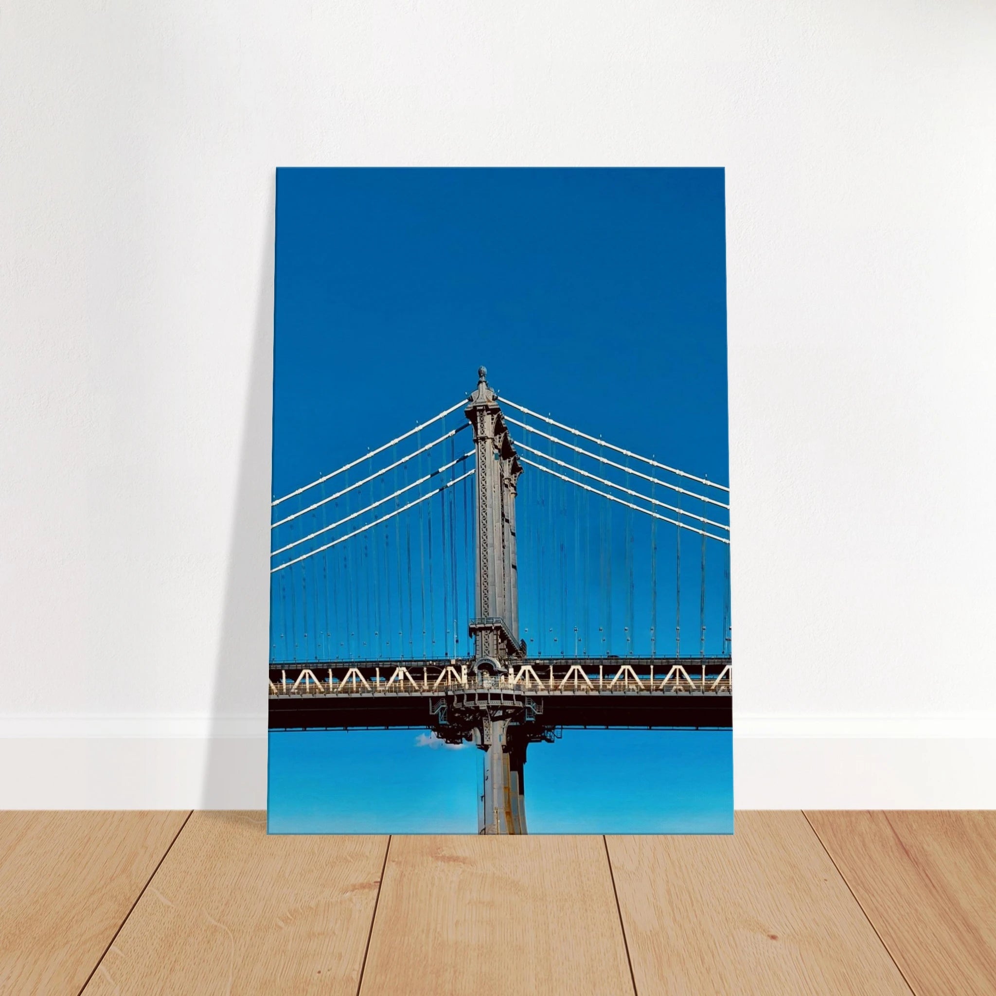 Sunny Winter Day canvas print of Manhattan Bridge in NYC, featuring vibrant winter scenery for home decor.