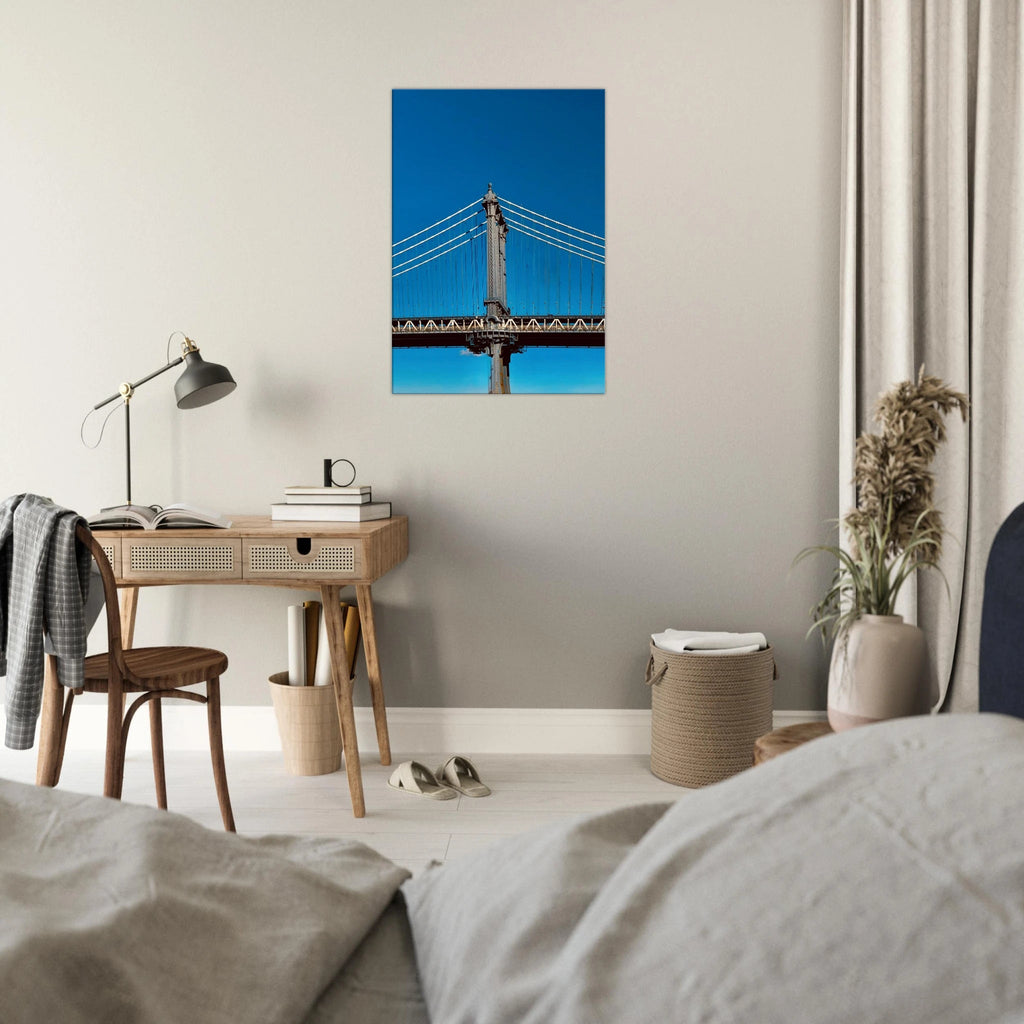 Sunny winter day canvas print of Manhattan Bridge NYC, featuring vibrant cityscape art from the Travel Collection by My Store.