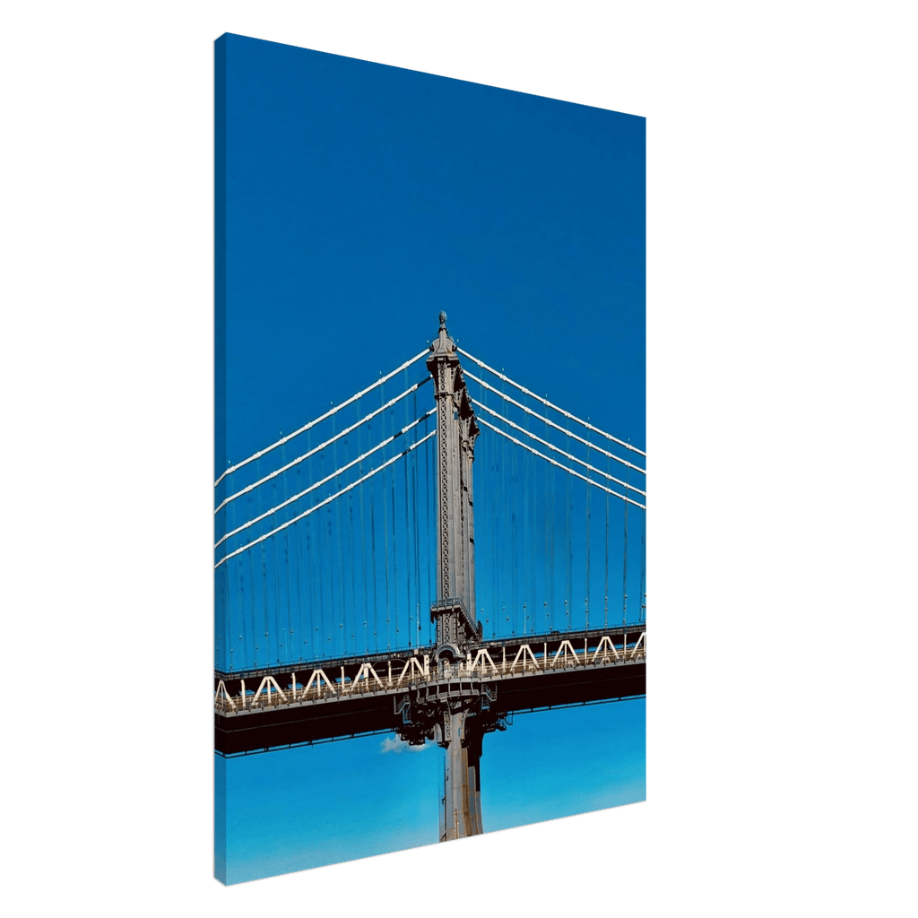 Sunny Winter Day canvas print of Manhattan Bridge in NYC, featuring vibrant winter scenery, part of the Travel Collection studio edition.