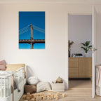 Sunny Winter Day canvas print of Manhattan Bridge in NYC, featuring a vibrant winter scene for home decor.