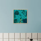 Framed tropical summer coastal artwork on canvas, vibrant and natural decor, 20x30 cm print in wood frame.
