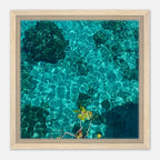 Framed tropical summer coastal art print on canvas, vibrant natural decor from travel collection, 20x30 cm with wood frame.