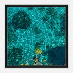 Framed tropical summer coastal art print on canvas, vibrant natural décor from Travel Collection, 20x30 cm wood frame.