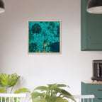 Framed tropical summer coastal artwork print on canvas, vibrant natural decor with a wood frame, part of the travel collection.