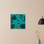 Framed tropical summer coastal artwork print on canvas, vibrant natural decor, 20x30 cm with wood frame in travel collection style.