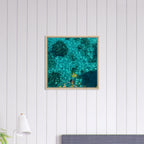 Framed tropical summer coastal art print on canvas, vibrant and natural décor, 20x30 cm wood frame, part of travel collection.