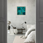 Framed tropical summer coastal artwork print on canvas with vibrant colors, natural decor for travel collection, 20x30 cm.