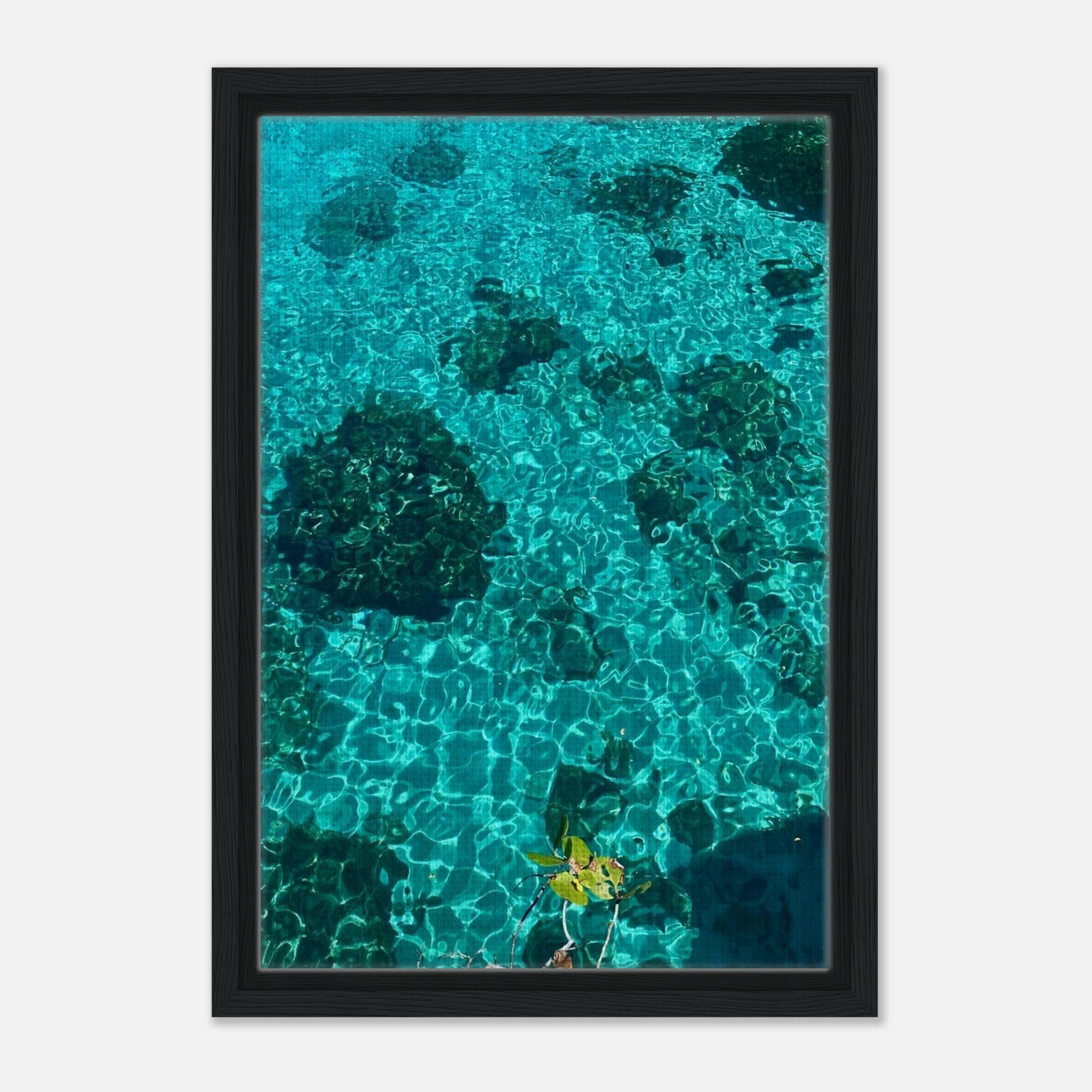 Framed tropical summer canvas print featuring vibrant coastal artwork from the Travel Collection, Studio Edition, natural coastal scenery.