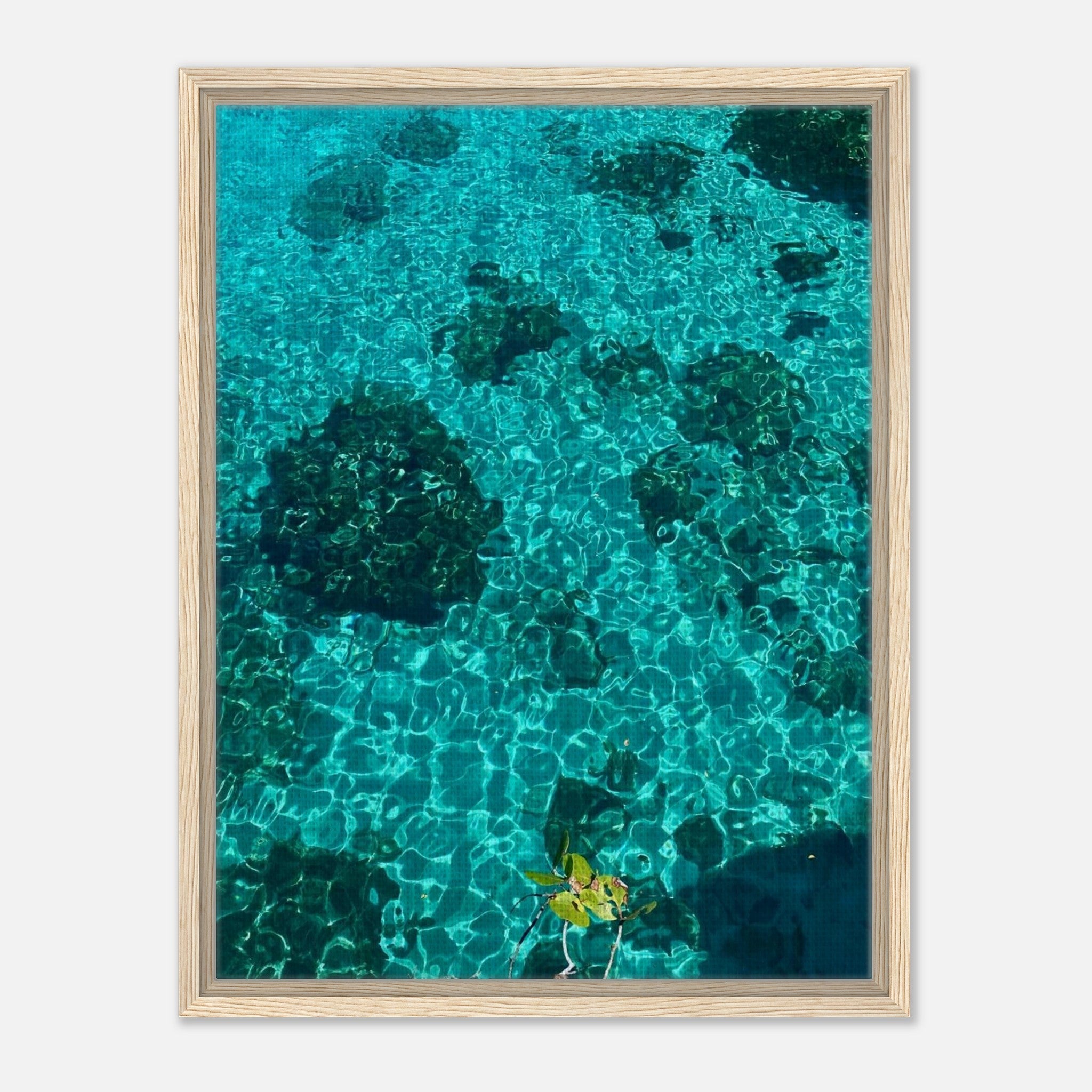 Framed tropical summer coastal artwork print from the Travel Collection, featuring vibrant natural scenery on canvas.