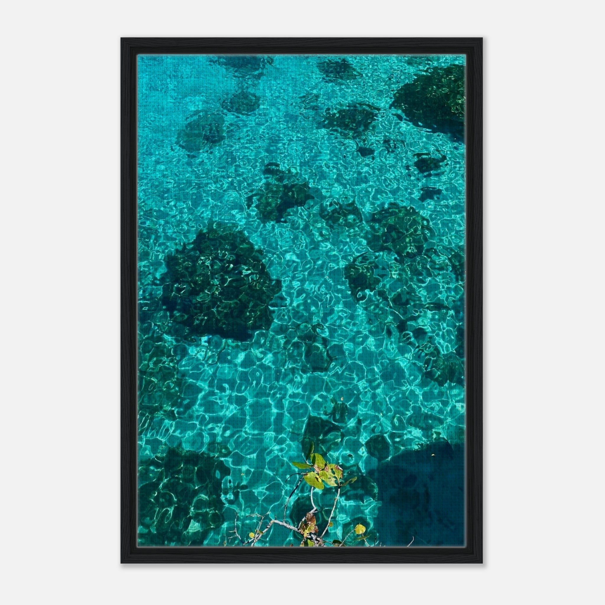 Framed tropical summer coastal artwork print from the Travel Collection, featuring vibrant, natural beach and ocean scenery.